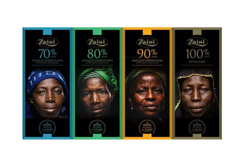 Zaini Women of Cocoa Zartbitterschokolade Set 70 %, 80 %, 90 % und 100 % Kakao – 4 x 75 g