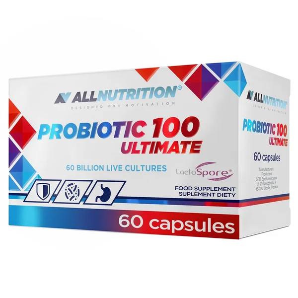 ALLNUTRITION Probiotic 100 Ultimate mit LactoSpore® und Inulin – 60 Probiotikum-Kapseln für die Darmflora