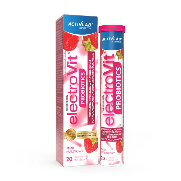 Activlab Pharma ElectroVit Probiotics Himbeere mit Elektrolyten, Vitamin C und 6 probiotischen Bakterienstämmen – 20 Brausetabletten