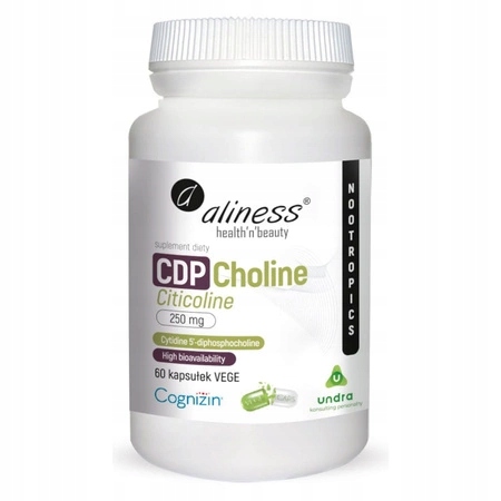 Aliness CDP Choline Cognizin® 250 mg – 60 vegane Kapseln mit hochwertigem Citicolin.