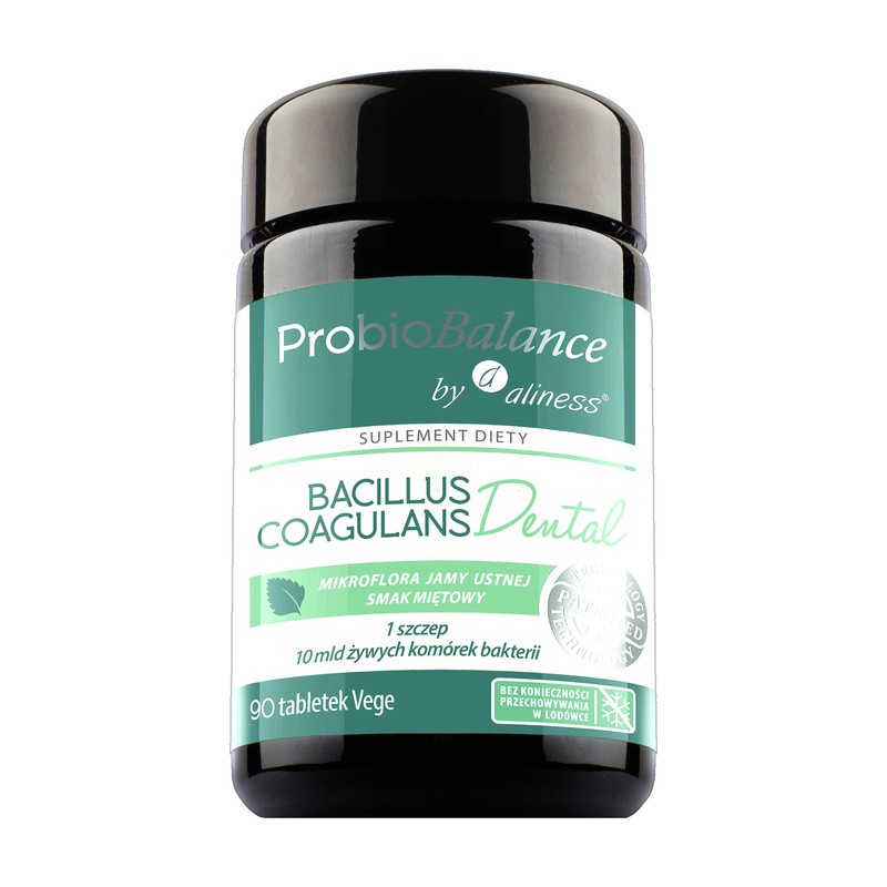 Aliness ProbioBalance Bacillus coagulans Dental mit 10 Milliarden KBE und Fibregum™ Bio – 90 Lutschtabletten mit Minzgeschmack.