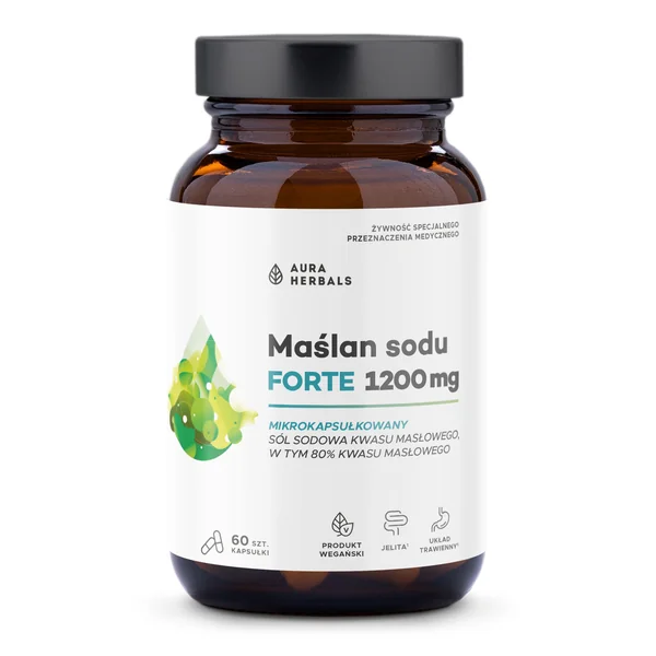 Aura Herbals Natriumbutyrat FORTE 1200 mg – 60 mikroverkapselte vegane Kapseln