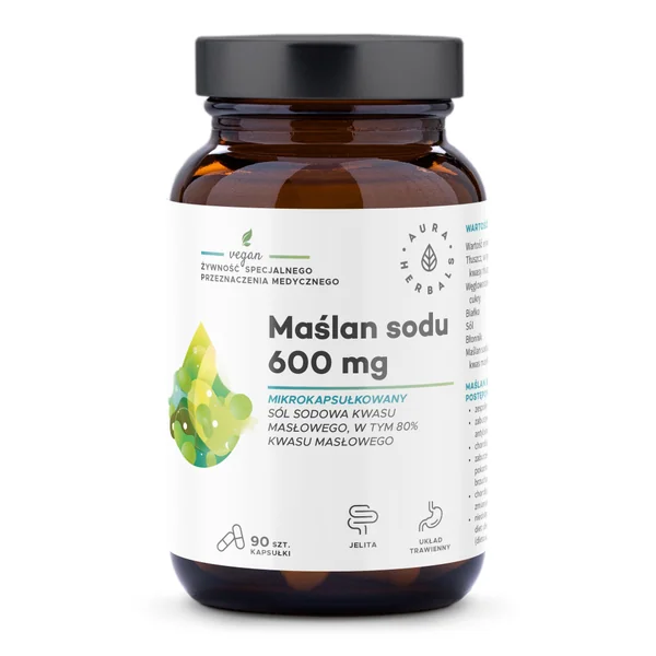Aura Herbals Natriumbutyrat 600 mg – 90 mikroverkapselte Kapseln mit Natriumbutyrat