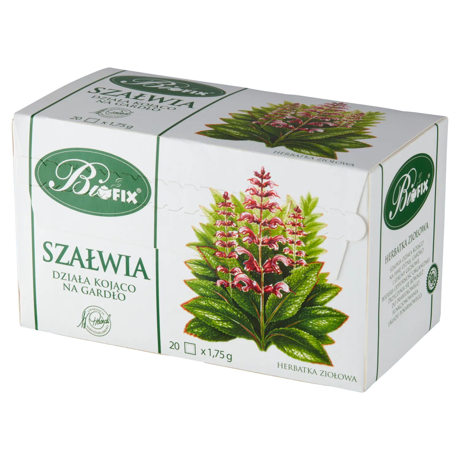Bi Fix Salbei – Kräutertee aus 100 % Salbeiblättern, 20 Filterbeutel à 1,75 g.