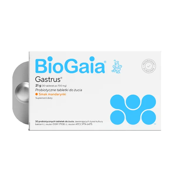 BioGaia Gastrus Probiotika Kautabletten mit Mandaringeschmack – 30 Tabletten