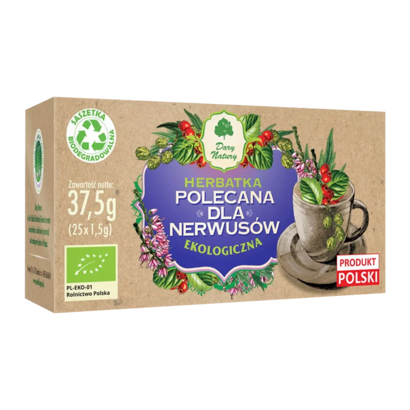 Dary Natury Bio-Kräutertee zur Entspannung mit Baldrian, Melisse und Hopfen – 25 Filterbeutel à 1,5 g.