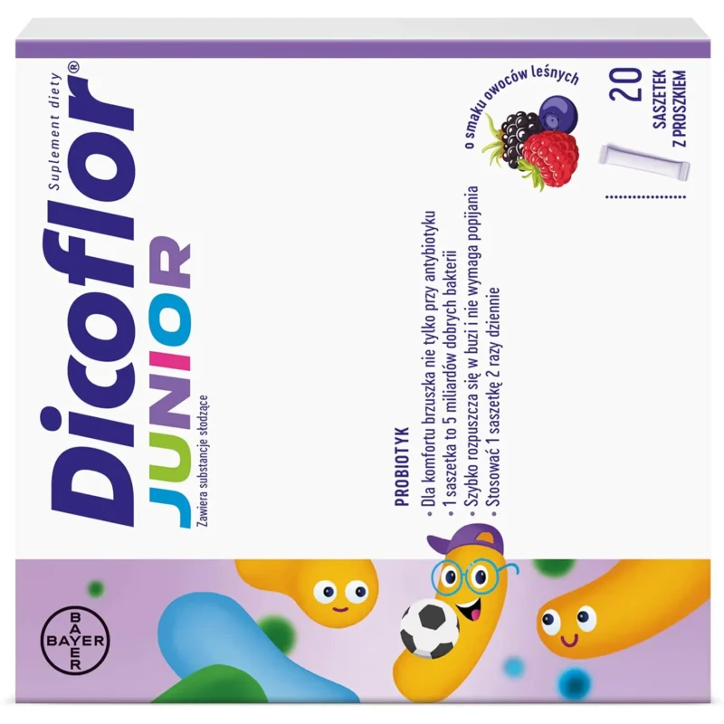Dicoflor Junior Beutel mit Waldfruchtgeschmack für Kinder ab 3 Jahren und Erwachsene – 20 Beutel
