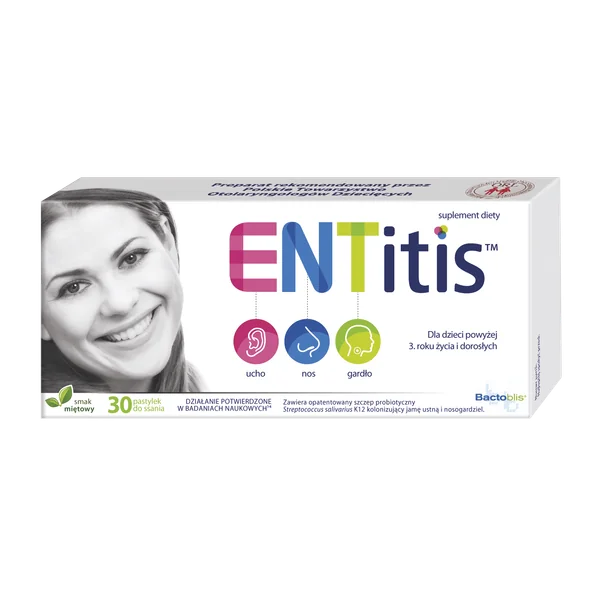 ENTitis Lutschtabletten mit Streptococcus salivarius K12 und Vitamin D, Minzgeschmack – 30 Stück