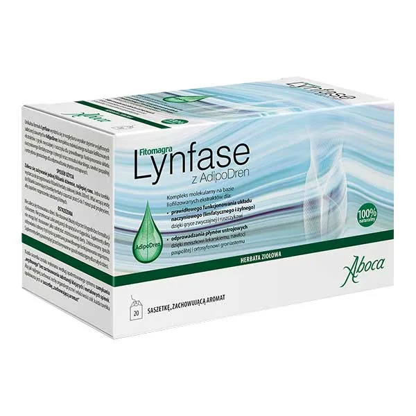 Fitomagra Lynfase mit AdipoDren Kräutertee mit Mäusedorn, Buchweizen und Orthosiphon – 20 Filterbeutel à 2 g.