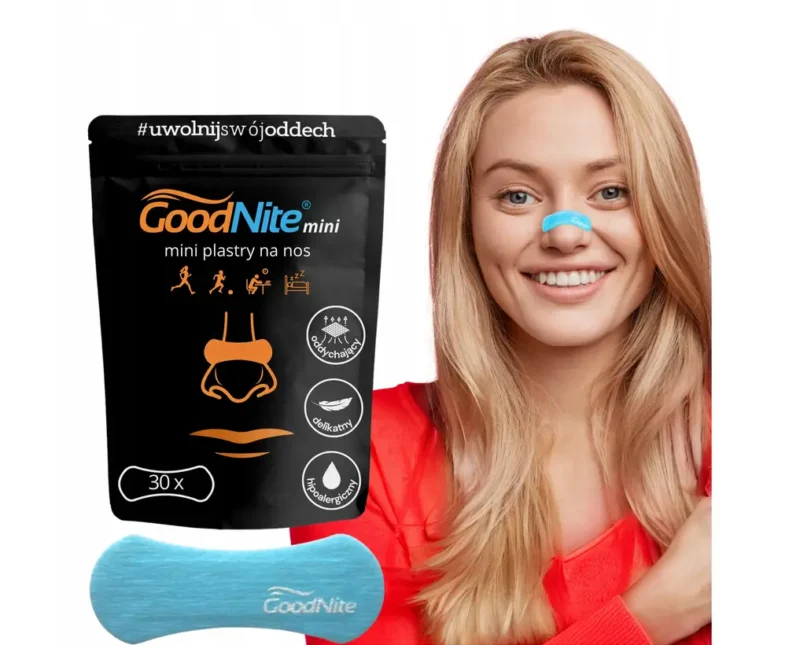 GoodNite Mini Nasenpflaster Hellblau Größe S für Kinder und Frauen – 30 Stück für freie Nasenatmung und ruhigen Schlaf.