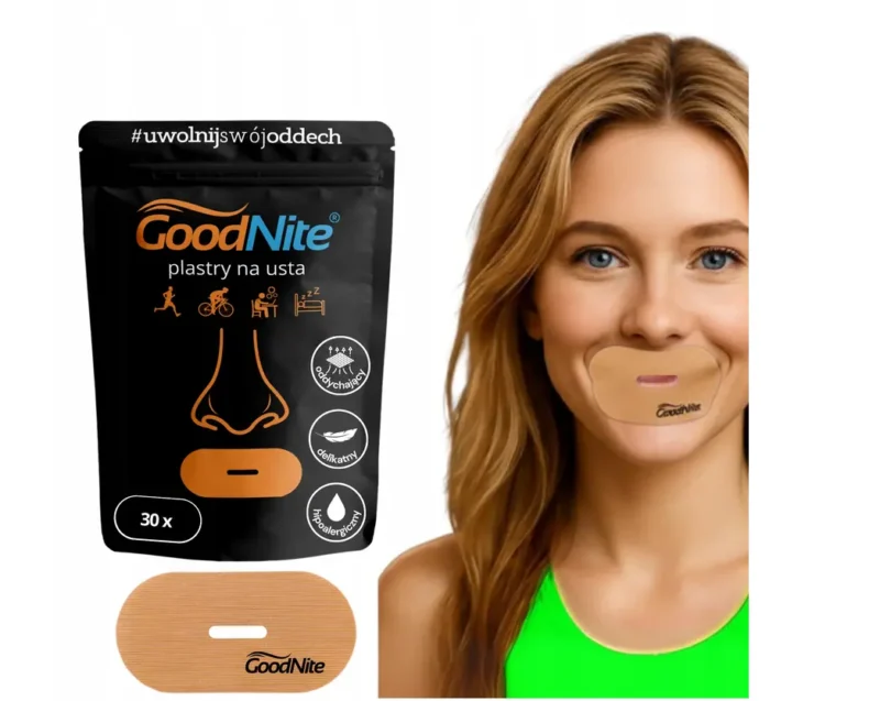 GoodNite Mundpflaster aus Baumwolle Beige 30 Stück für natürliche Nasenatmung und ruhigen Schlaf.
