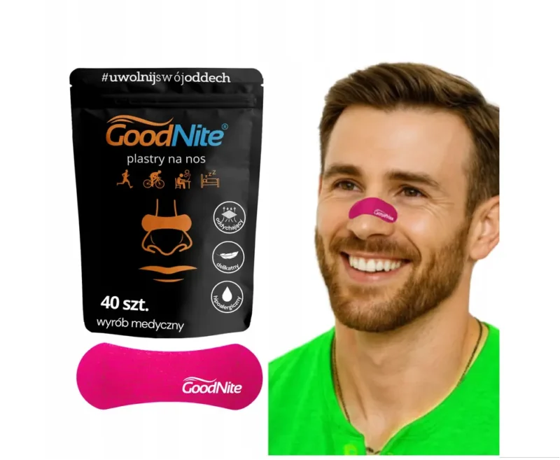 GoodNite Nasenpflaster Rosa 40 Stück gegen Schnarchen für freie Nasenatmung und besseren Schlaf.