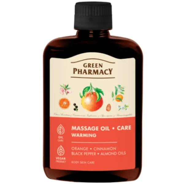Green Pharmacy Wärmendes Massage- und Pflegeöl 200 ml mit Zimtöl, Pfefferöl und Mandelöl
