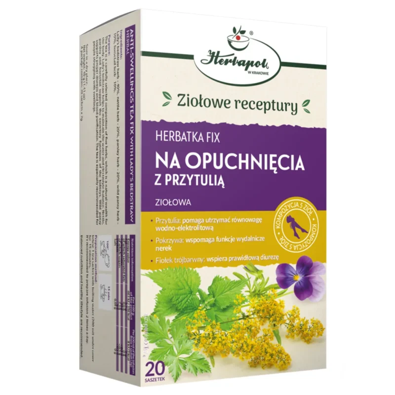 Herbapol Kräutertee gegen Schwellungen mit Kletten-Labkraut – 20 Filterbeutel mit ausgewählten Kräutern für den täglichen Kräuteraufguss.