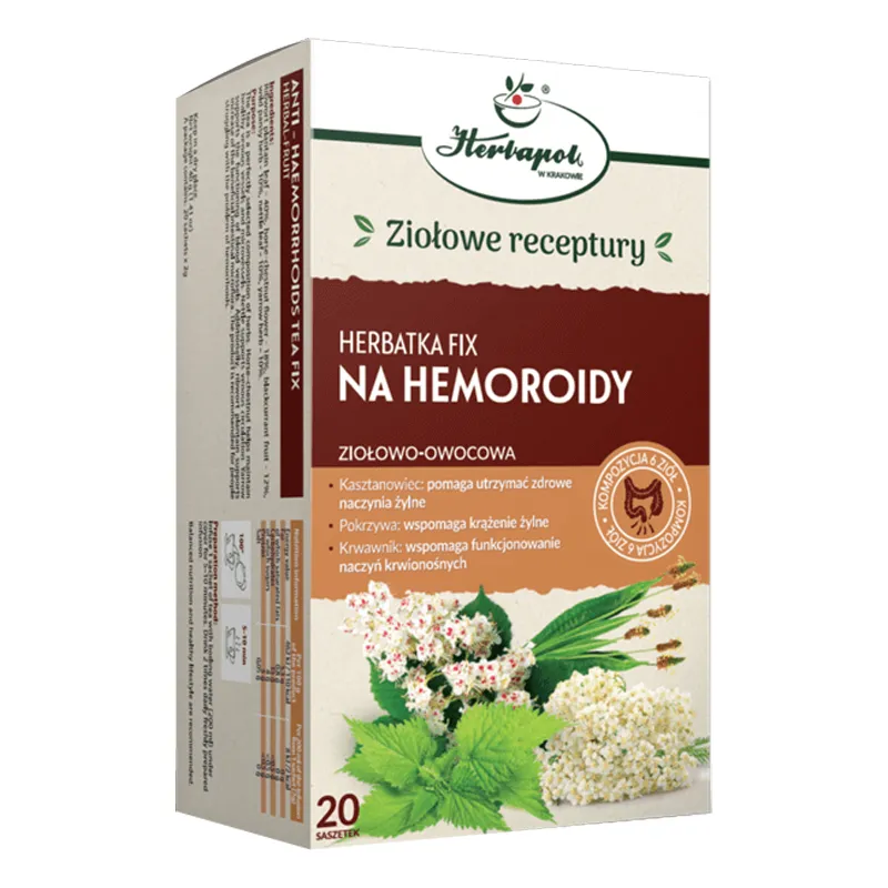 Herbapol Kräuter-Früchtetee für den Venenkomfort – 20 Filterbeutel à 2 g mit Rosskastanie und Brennnessel.