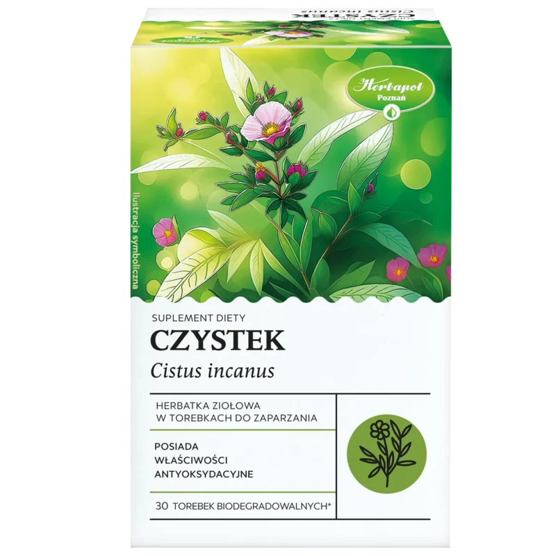Herbapol Zistrosenkrauttee – 100 % Cistus incanus, 30 biologisch abbaubare Filterbeutel.