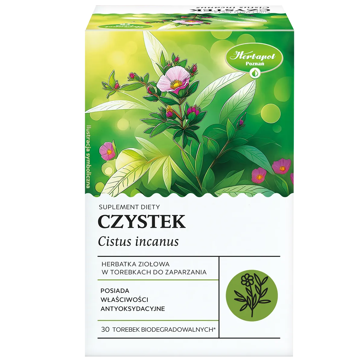 Herbapol Zistrosenkrauttee – 100 % Cistus incanus, 30 biologisch abbaubare Filterbeutel.