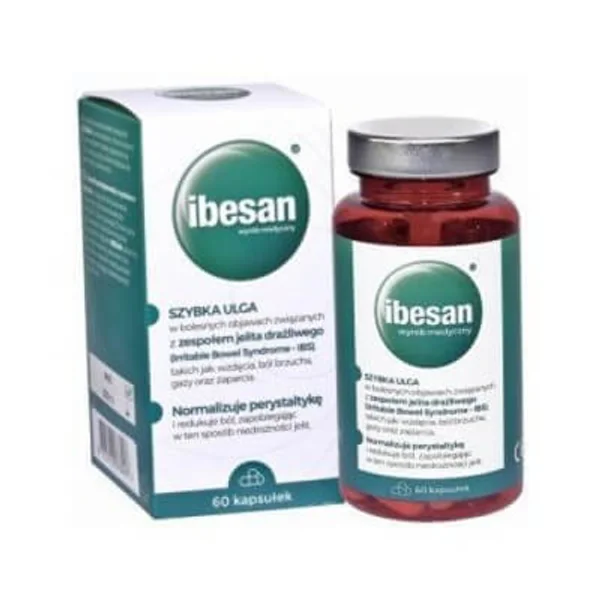 Ibesan 60 Kapseln Medizinprodukt zur Linderung von Reizdarm, Blähungen und Bauchschmerzen