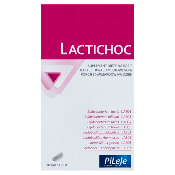 Lactichoc 20 Kapseln mit 8 probiotischen Bakterienstämmen und 40 Milliarden KBE pro Kapsel