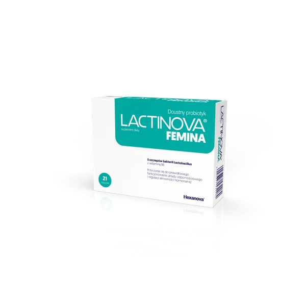Lactinova femina Probiotika für Frauen mit 5 Lactobacillus-Stämmen, Fibregum™ und Vitamin B6 – 21 Kapseln