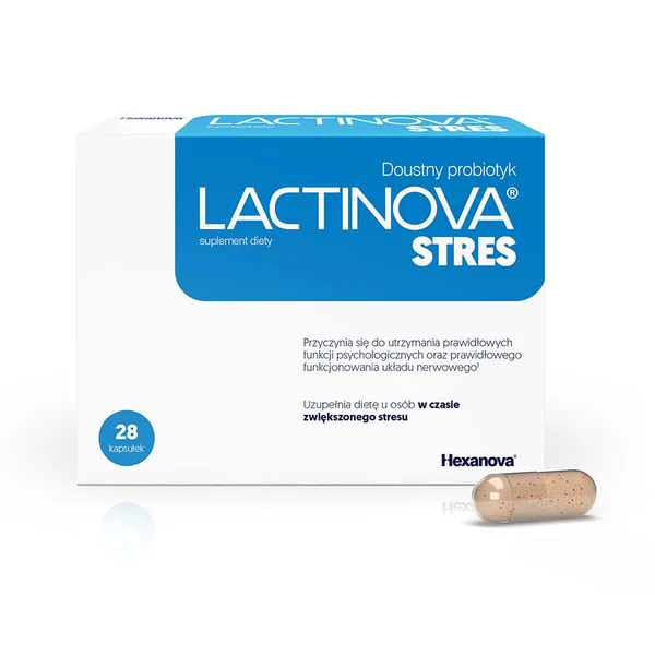 Lactinova stres Psychobiotikum mit Probiotika, Fibregum™ sowie Vitamin B2, B6 und B12 – 28 Kapseln