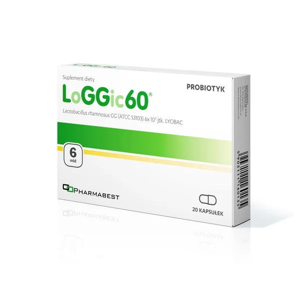 LoGGic60 Probiotika Kapseln mit Lactobacillus rhamnosus GG, glutenfrei und laktosefrei, 20 Kapseln