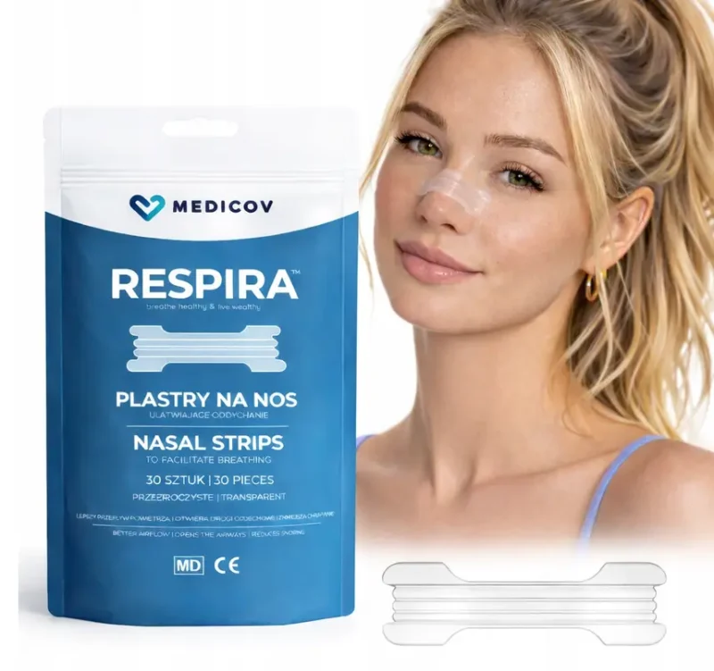 MEDICOV RESPIRA Nasenpflaster transparent 30 Stück – Medizinprodukt zur Unterstützung der freien Nasenatmung.