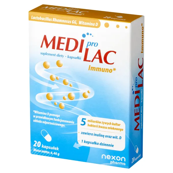 Mediprolac Immuno Probiotikum mit Lactobacillus rhamnosus GG, Inulin und Vitamin D – 20 Kapseln