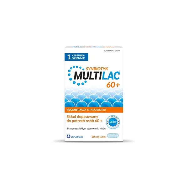Multilac 60+ Probiotika mit Lactobacillus acidophilus, Bifidobacterium lactis und FOS – 20 Kapseln