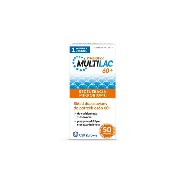 Multilac 60+ Probiotika mit Lactobacillus acidophilus NCFM®, Bifidobacterium lactis HN019™ und FOS – 50 Kapseln