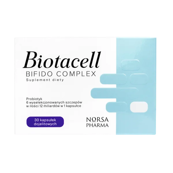 Norsa Pharma Biotacell Bifido Complex Probiotika mit 6 Bifidobacterium-Stämmen und Akazienfaser – 30 Kapseln