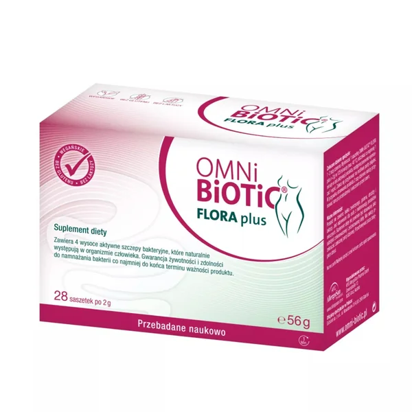 OMNi-BiOTiC® FLORA plus Probiotika Pulver mit 4 Lactobacillus-Stämmen und FOS – 28 Beutel à 2 g