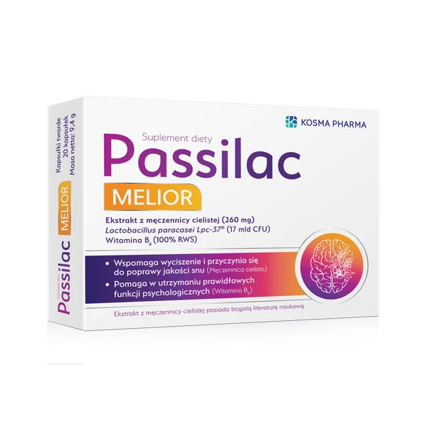 Passilac Melior Probiotikum mit Lactobacillus paracasei Lpc-37, Passionsblumenextrakt und Vitamin B6 – 20 Kapseln