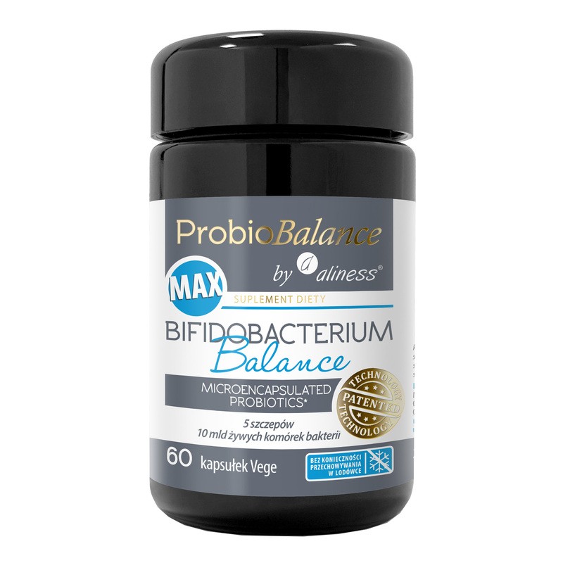 ProbioBalance Bifidobacterium Balance Max Probiotikum mit 5 Bifidobacterium-Stämmen und Fibregum™ Bio – 60 Hartkapseln.