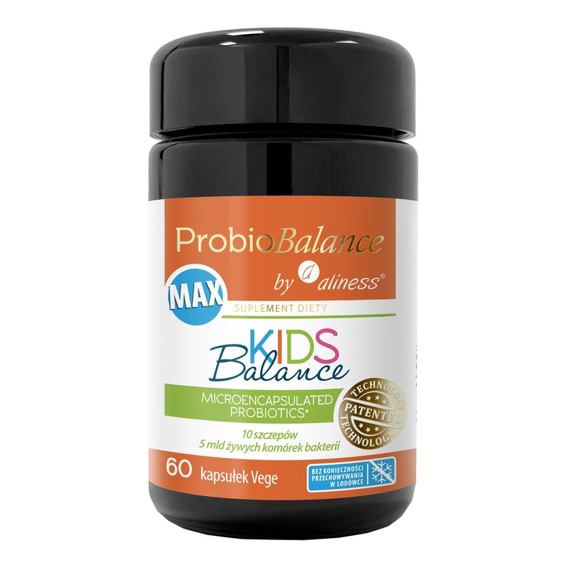 ProbioBalance Kids Balance Max Probiotikum mit 10 Bakterienstämmen und Fibregum™ Bio – 60 Kapseln.