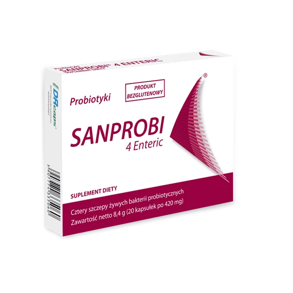 Sanprobi 4 Enteric Probiotika mit 4 Bakterienstämmen in magensaftresistenten Kapseln – 20 Kapseln