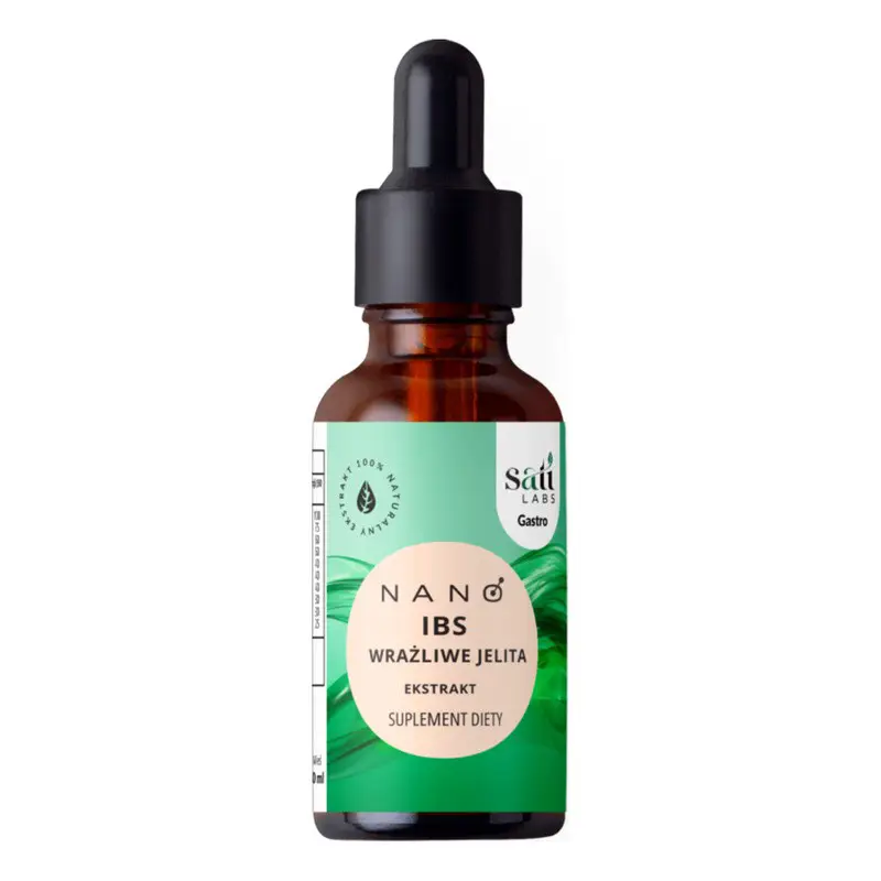 Sati Labs Nano IBS Tropfen 50 ml mit Kräuterextrakten zur Unterstützung von Verdauung und empfindlichem Darm.