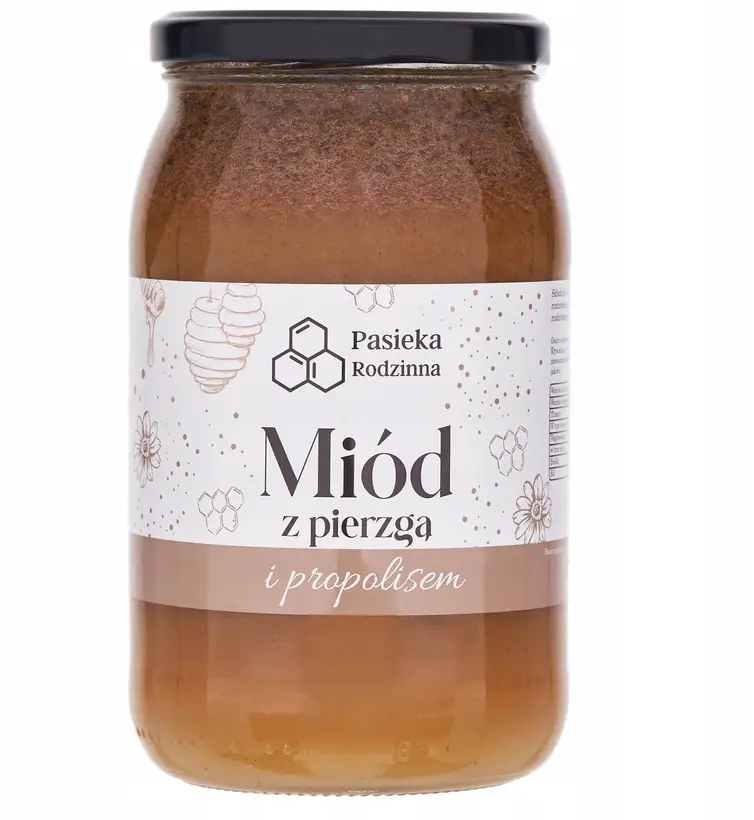 Cremiger Mehrblütenhonig mit Bienenbrot und Propolis 1150 g aus Familienimkerei – natürlicher Honig aus Polen.