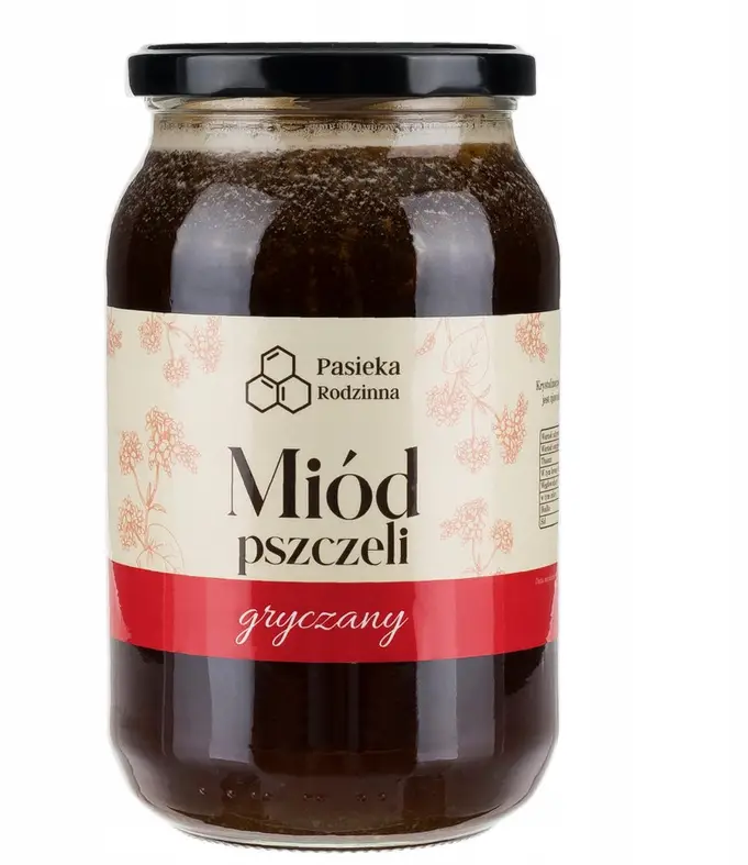 Natürlicher Buchweizenhonig 1150 g aus Familienimkerei – polnischer Bienenhonig mit kräftigem Aroma.
