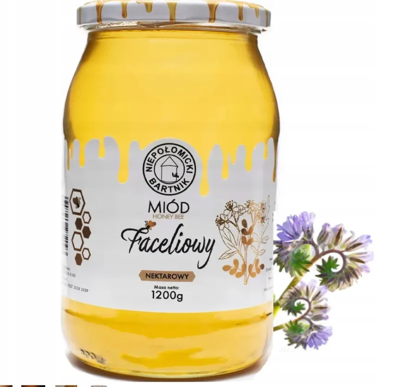 Echter Phacelia-Nektarhonig 1,2 kg – naturbelassener Honig mit mildem Blütenaroma und cremiger Konsistenz.