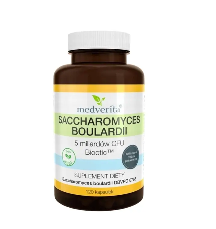 Medverita Saccharomyces boulardii 120 Kapseln mit 5 Milliarden KBE und Fibregum™ BIO zur Unterstützung der Darmflora.