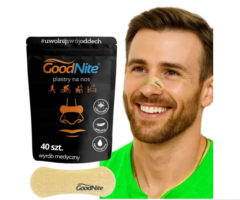 GoodNite Nasenpflaster Beige 40 Stück gegen Schnarchen für freie Nasenatmung und besseren Schlaf.