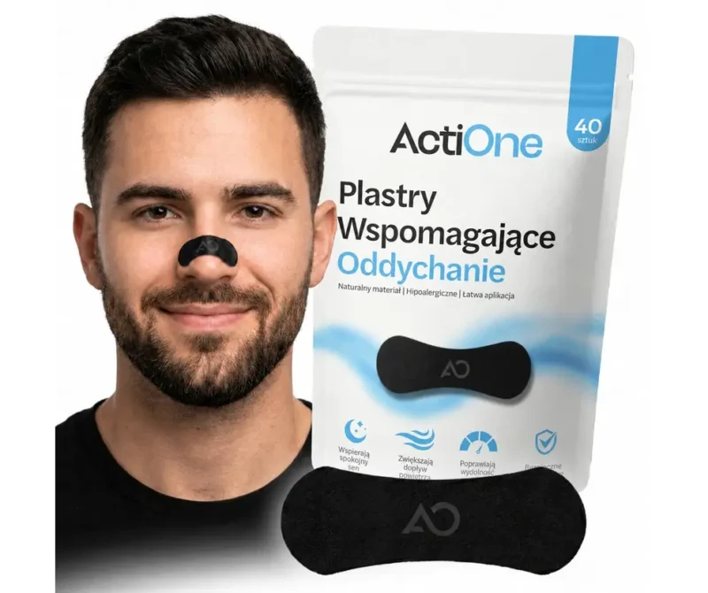 ACTIONE Nasenpflaster Schwarz 40 Stück für freie Nasenatmung, gegen Schnarchen und für besseren Schlaf.