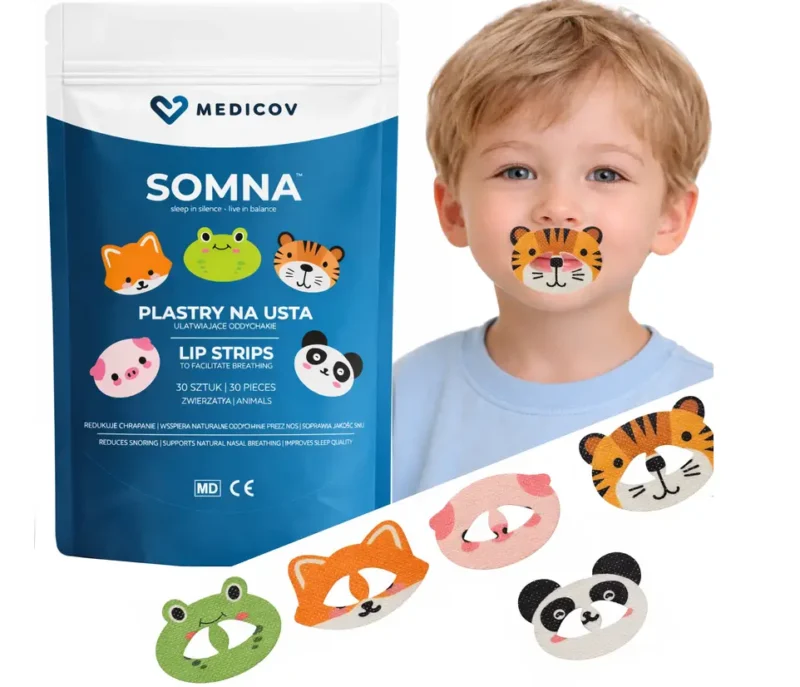 MEDICOV SOMNA Mundpflaster für Kinder 30 Stück – Medizinprodukt zur Unterstützung der Nasenatmung im Schlaf.