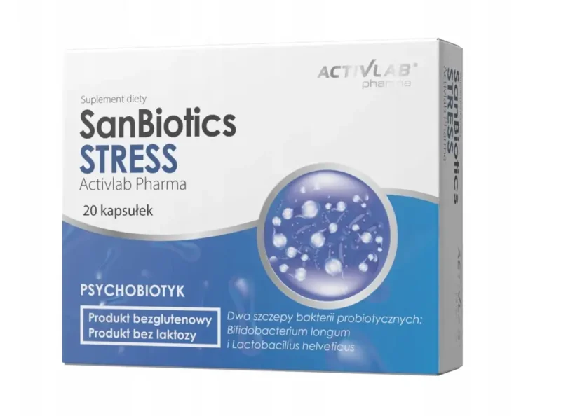 Activlab SanBiotics STRESS – 20 probiotische Kapseln mit Bifidobacterium longum und Lactobacillus helveticus.