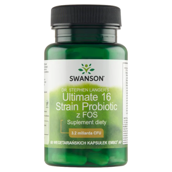 Swanson Ultimate 16 Strain Probiotic mit FOS und 16 probiotischen Bakterienstämmen – 60 Kapseln
