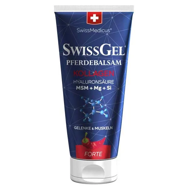 SwissMedicus SwissGel Kollagen Forte 200 ml wärmendes Gel mit marinem Kollagen für Muskeln und Gelenke