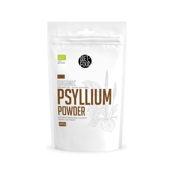 DIET-FOOD Psyllium BIO Pulver 150 g aus 100 % natürlichen Bio-Flohsamenschalen