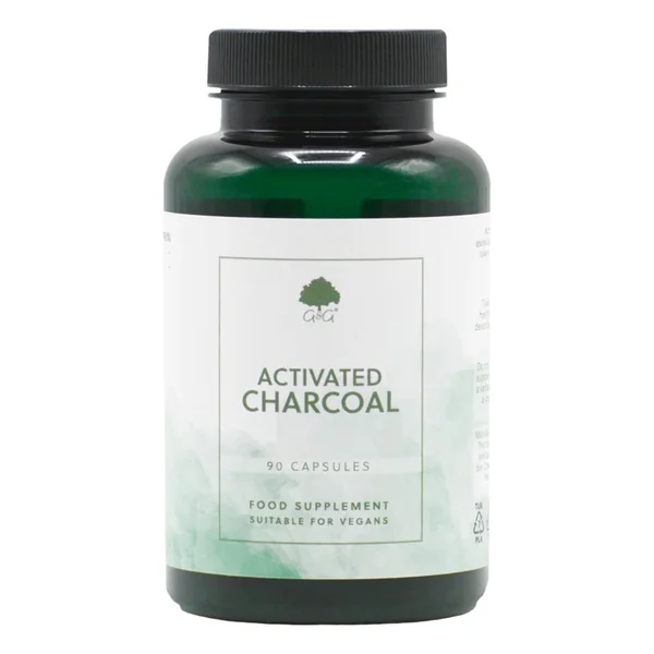 G&G Vitamins Aktivkohle 90 Kapseln mit 450 mg Aktivkohle zur Unterstützung der Verdauung und bei Blähungen
