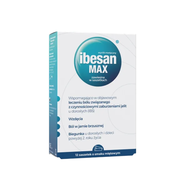 Ibesan Max Suspension mit Minzgeschmack 12 Beutel mit Diosmectit und Simeticon bei Durchfall und Blähungen